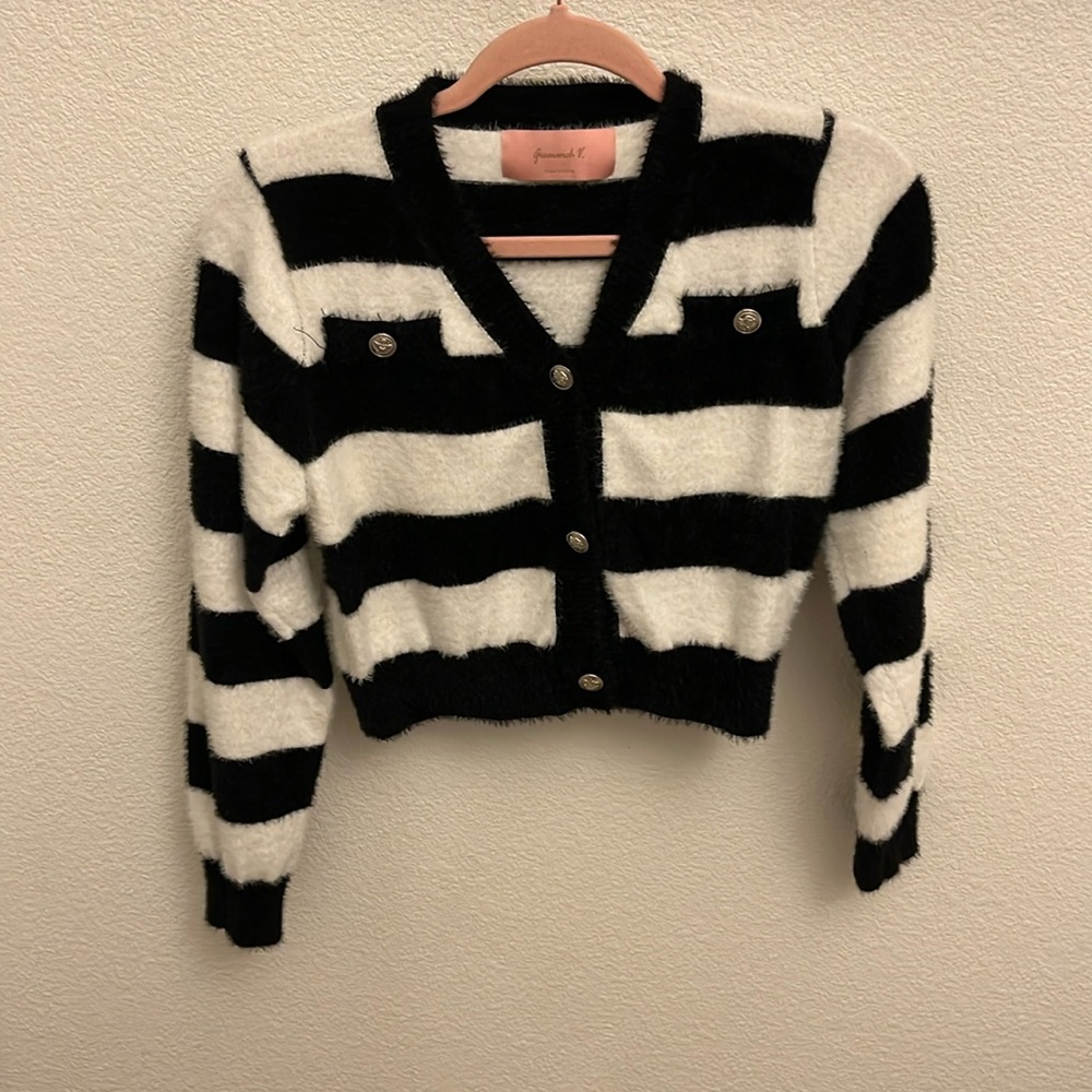 Black and White Stripe Cardigan
